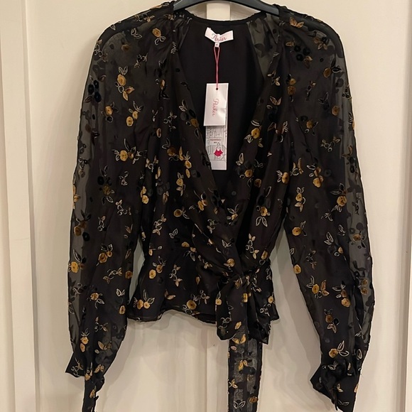 Parker Floral Sheer Sleeve Delilah Wrap Blouse - Picture 3 of 7